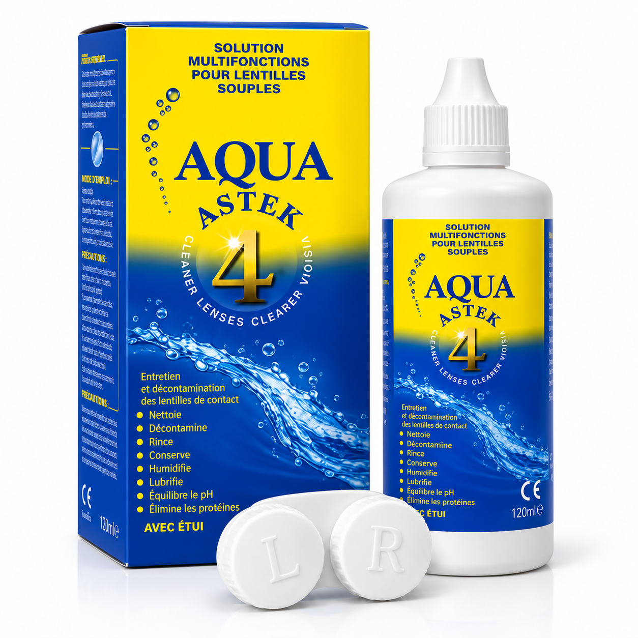 Aqua Astek – Solution Multifonctions pour Lentilles Souples 120 ml